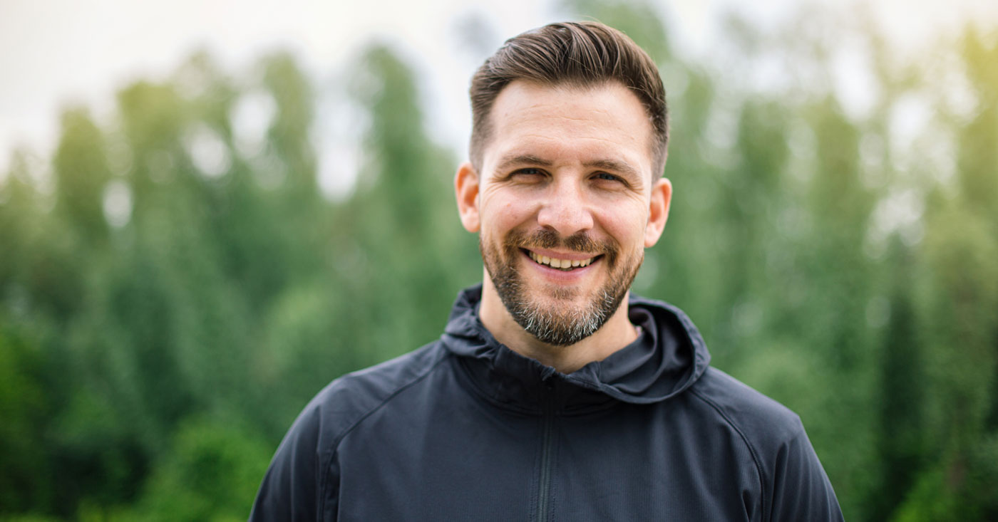 Closeup on man's face.