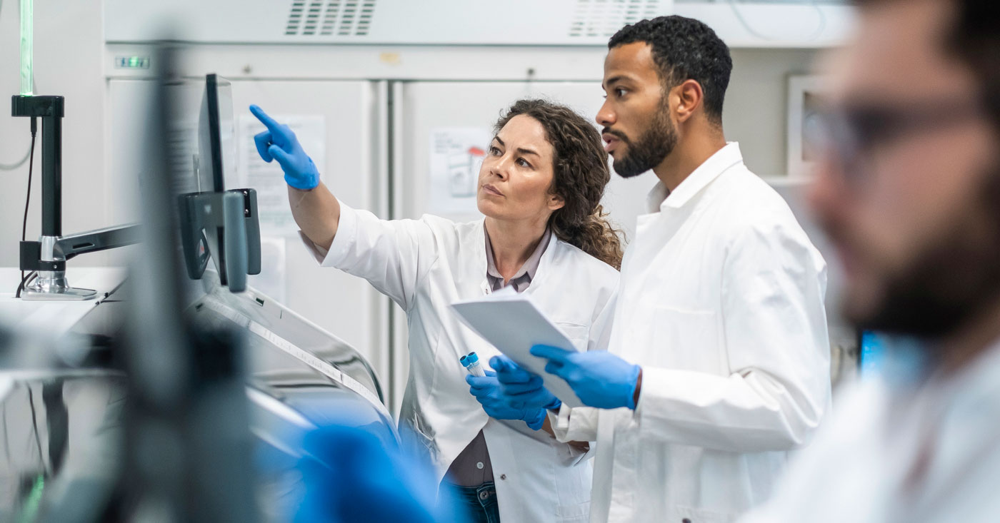 Coworkers working in a lab.