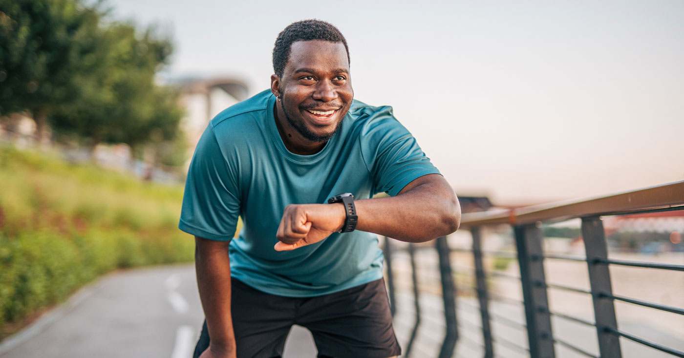 Man resting on a run.