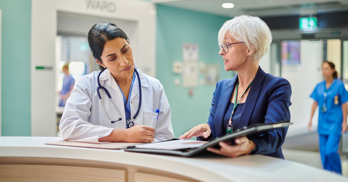 Doctor and patient talking.
